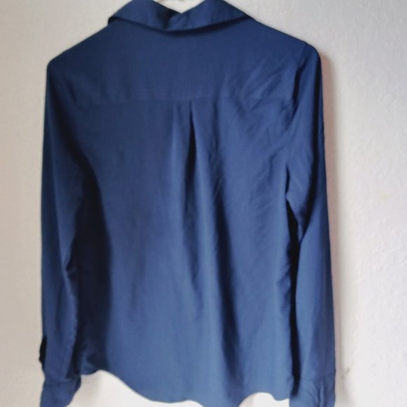 Merona navy blue, long sleeve, button down collared shirt. - Picture 2 of 8